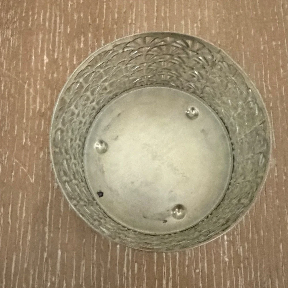 Bath & Body Works 3-Wick Candle Holder Metal Cutout Silver Gray Sleeve